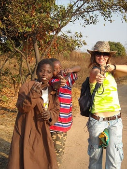 Volunteering in Zambia 3 Testing slingshots