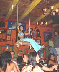 Swinging in a Cartagena, Colombia bar.