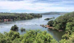 The headwaters of the Nile in Uganda at Jinja.