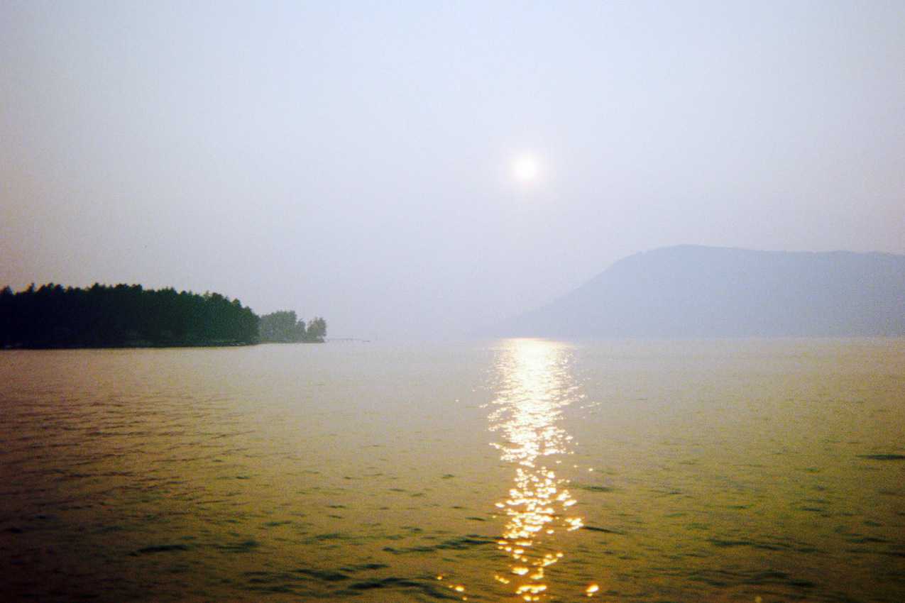 Smoky sky from the ferry