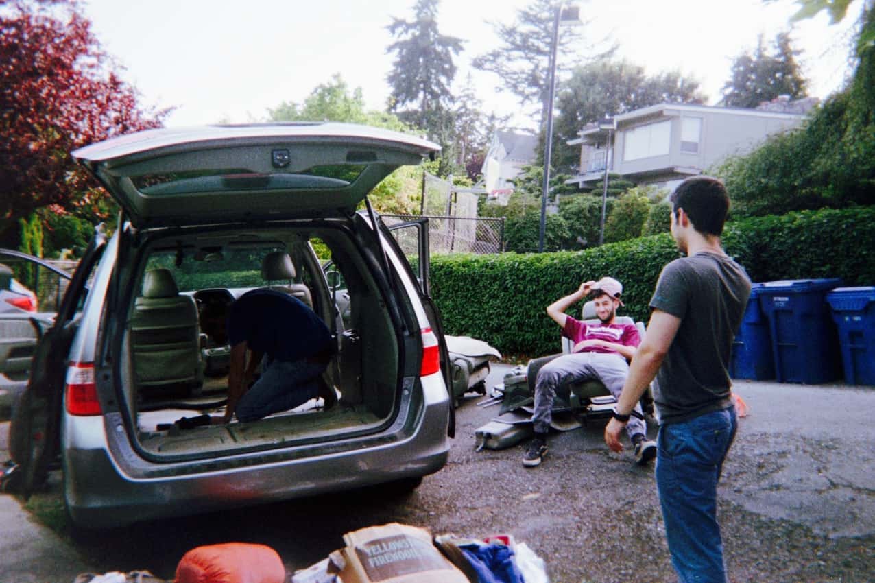 Unpacking the car