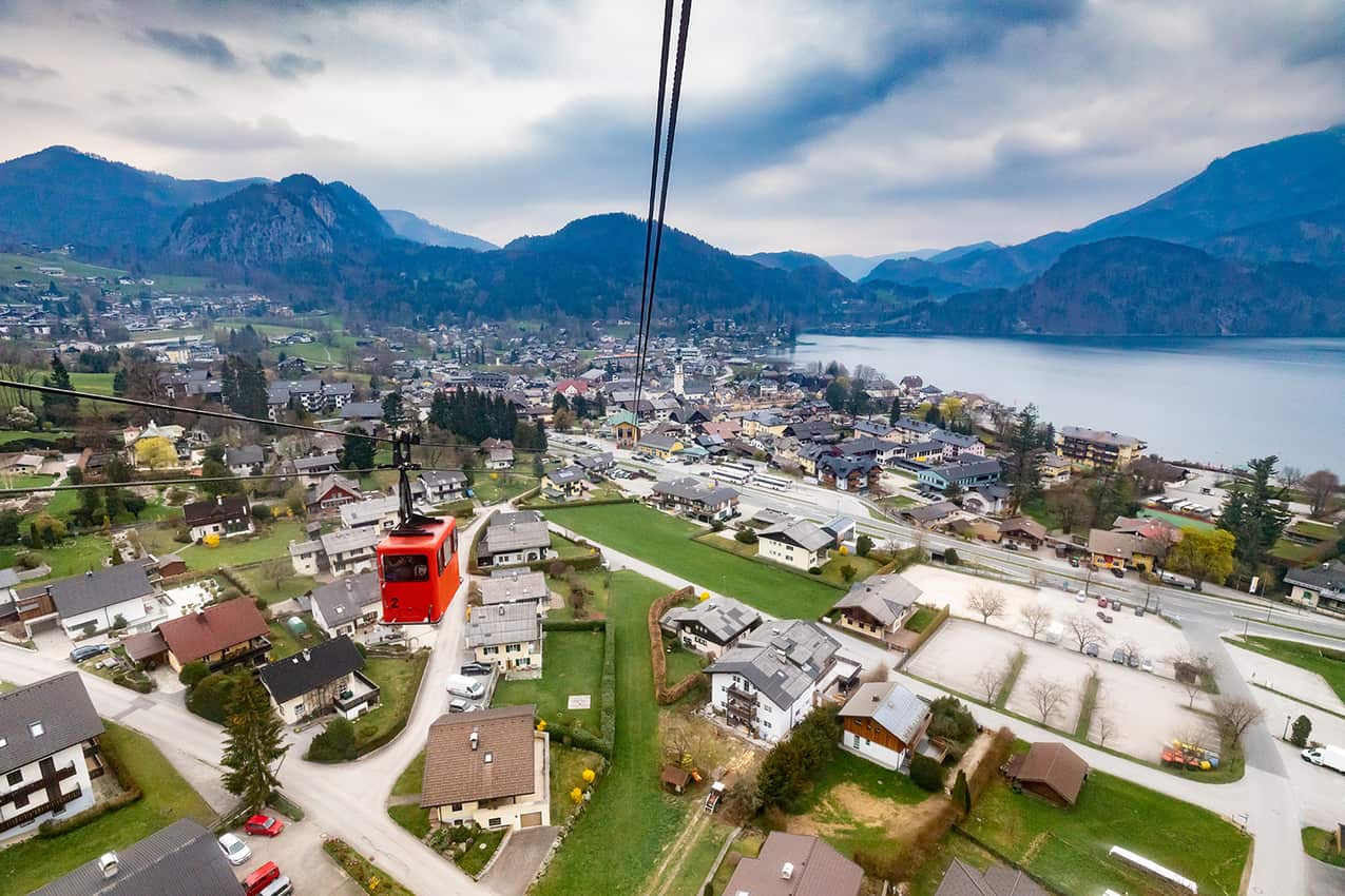 Zwölferhorn Mountain Cable Car in Salzkammergut, Austria.