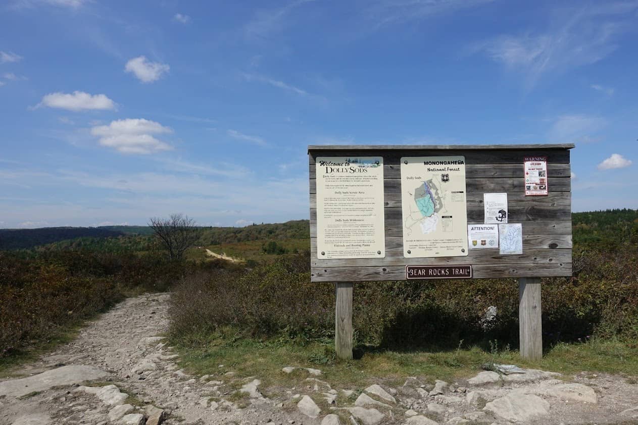 Bear Rocks Trailhead Dolly Sods West Virginia.