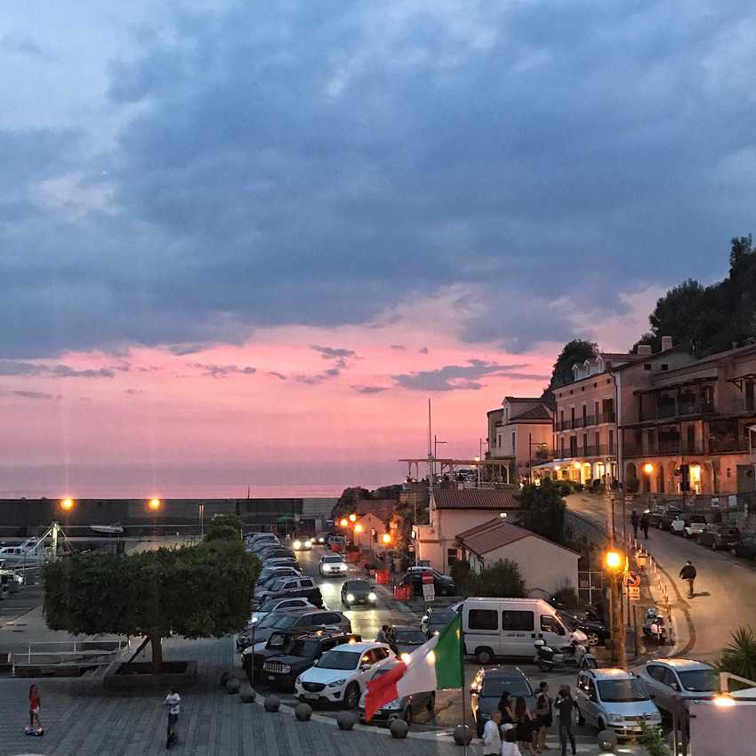 Sunset in the pretty town of Maratea, Italy.
