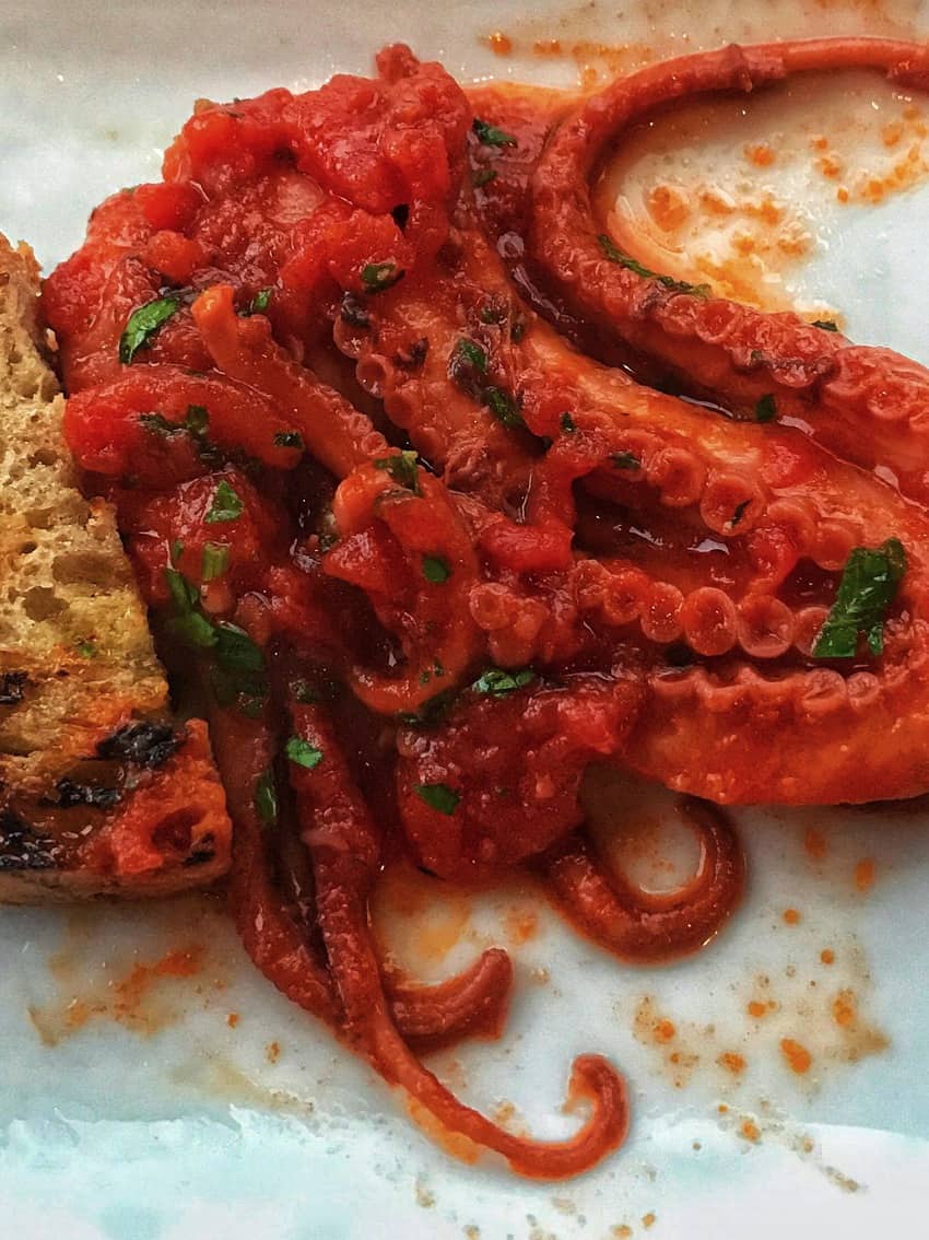 An Italian-style octopus meal.