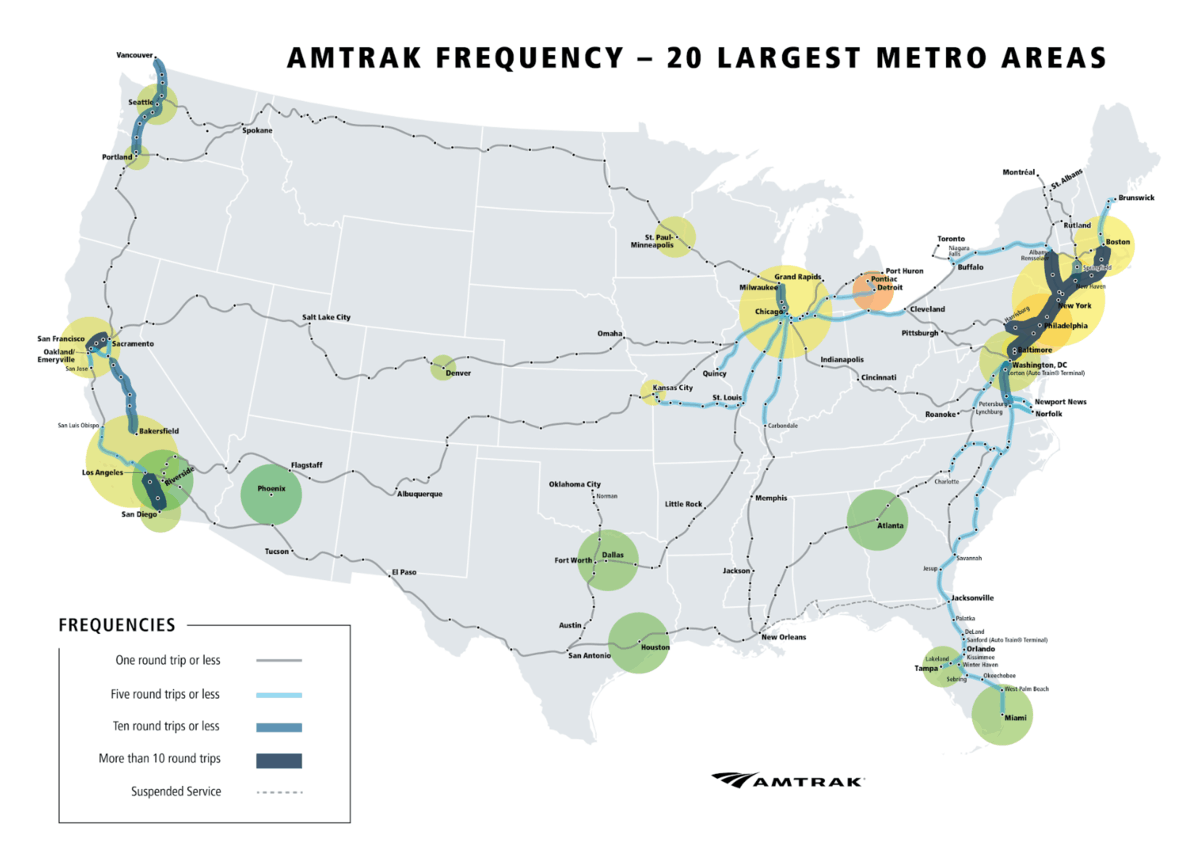 The Northeast corridor is Amtrak's most popular train service