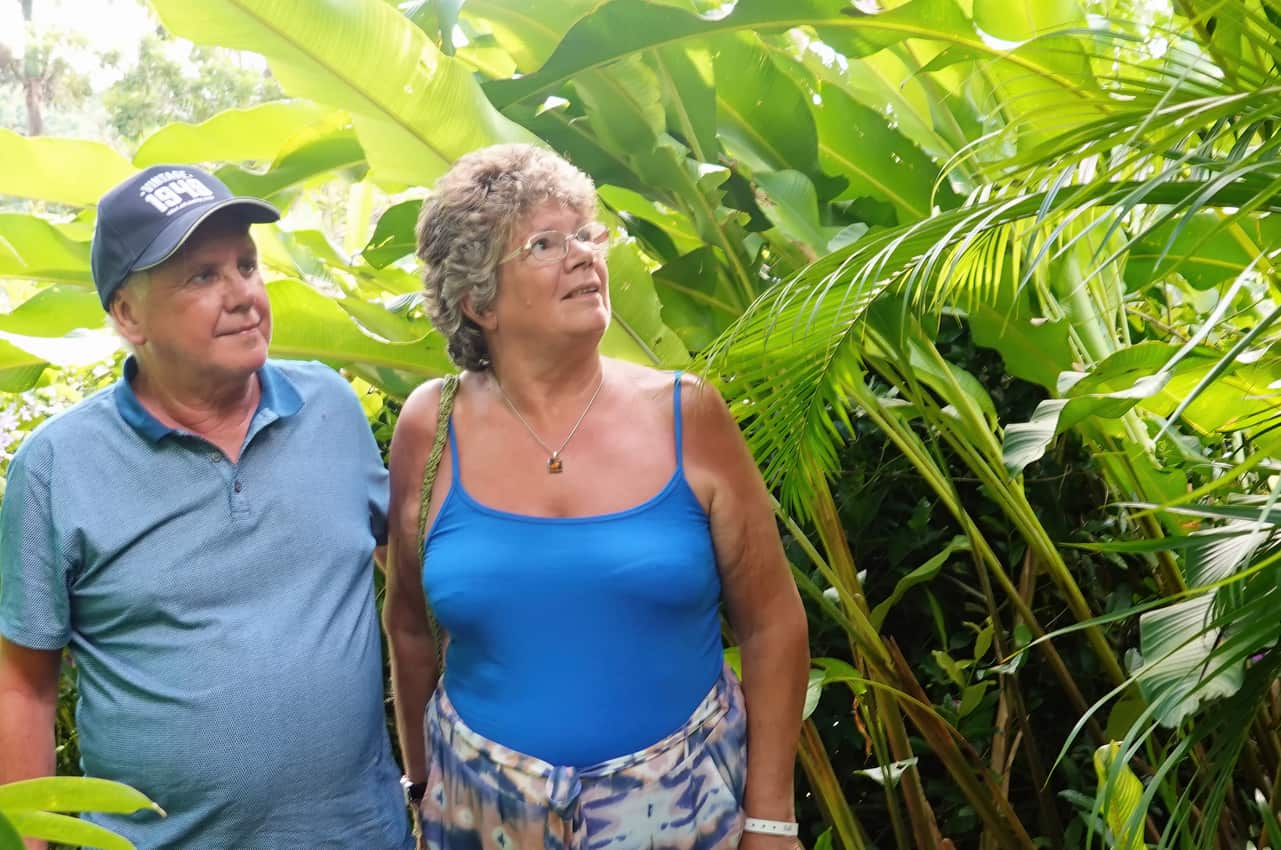 Barbados Off the Beach 3 British couple admiring the fauna at Flower Forest