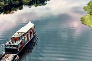 Voyagers cruise on the Amazon.