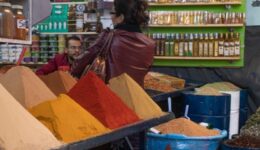 Mounds of spices for sale.