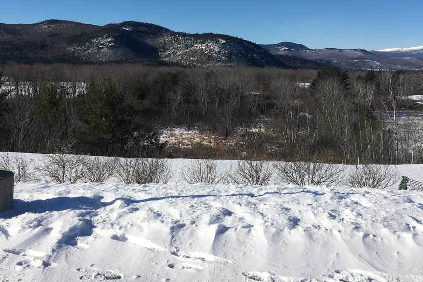 A scenic mountain view from the roadside in North Conway.