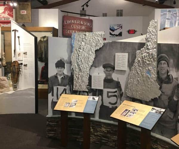 Some historical exhibits at the North Conway Ski Museum.