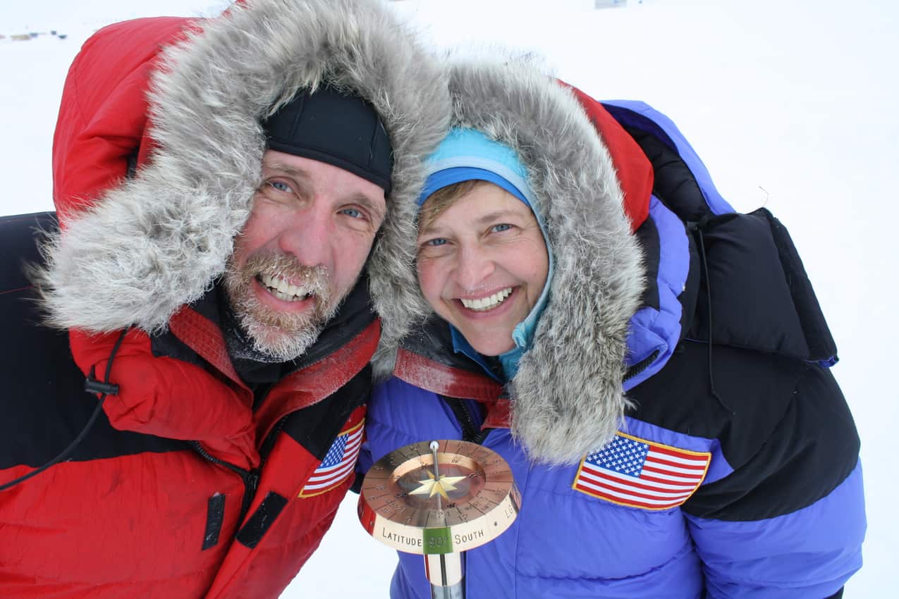 Chris and Marty Fagan at the South Pole.