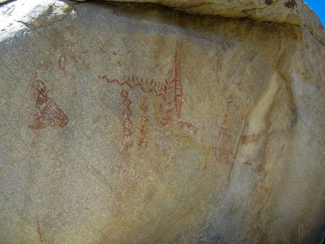 Native American pictographs on the "Pictograph Trail" en route to Whale Peak.