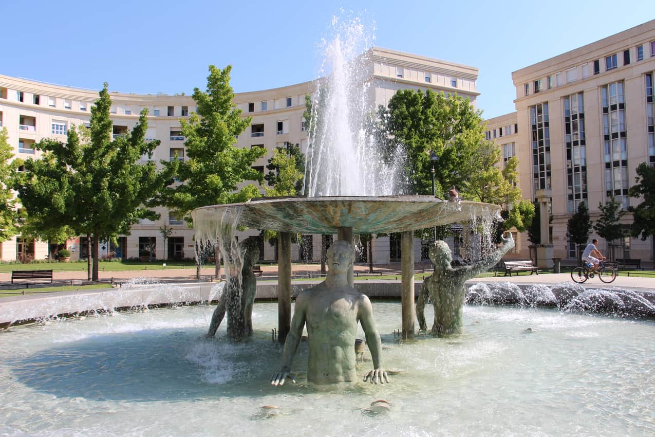 Fountain of Antigone in Montpellier, France. Montpellier tourism photo.