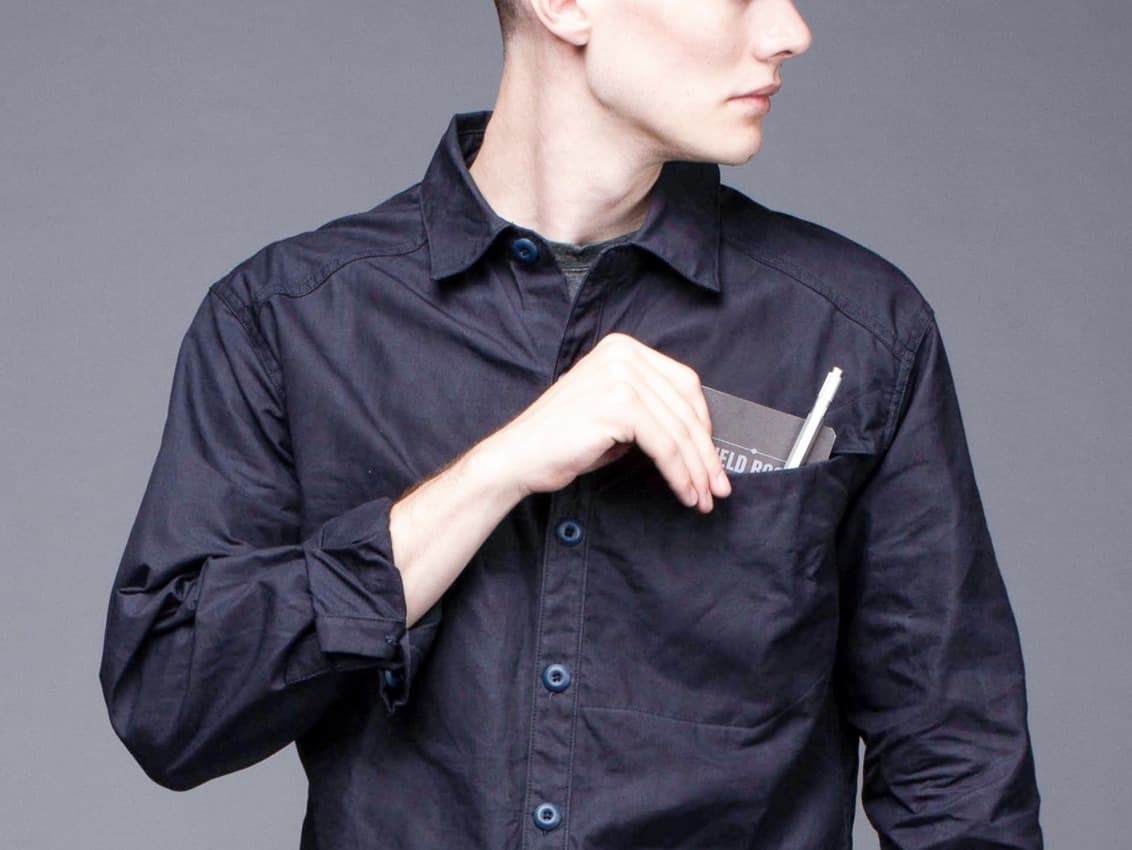 Architec waxed cotton shirt. A unique overshirt with great water resistance.
