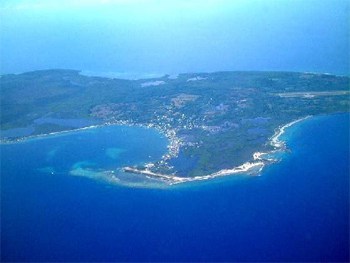 Utila island from the air. photo: Aboututila.com the local website.