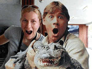 Getting Around Australia: Buses, Trains and Planes 6 The author with Steve Irwin, famous crocodile hunter.