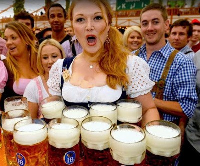 No one can believe how many steins a sturdy Oktoberfest server can carry!