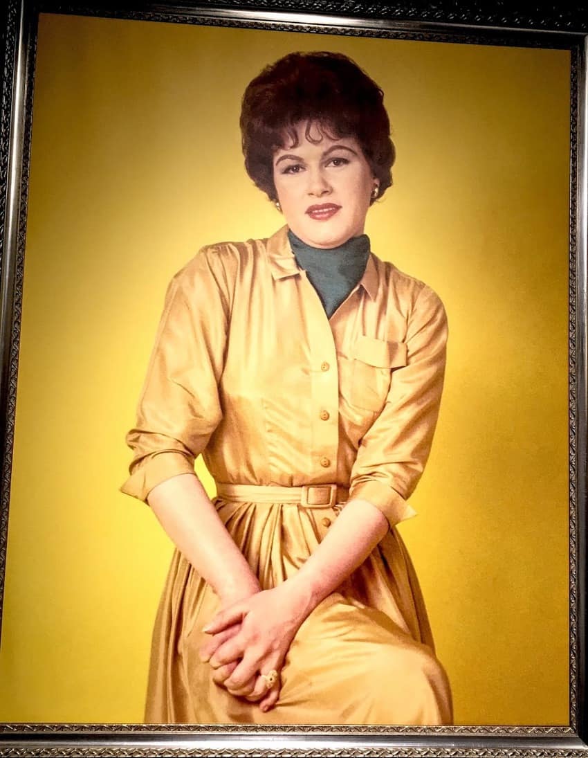A large photo of Patsy Cline greets visitors to the new museum in Nashville, Tennessee.