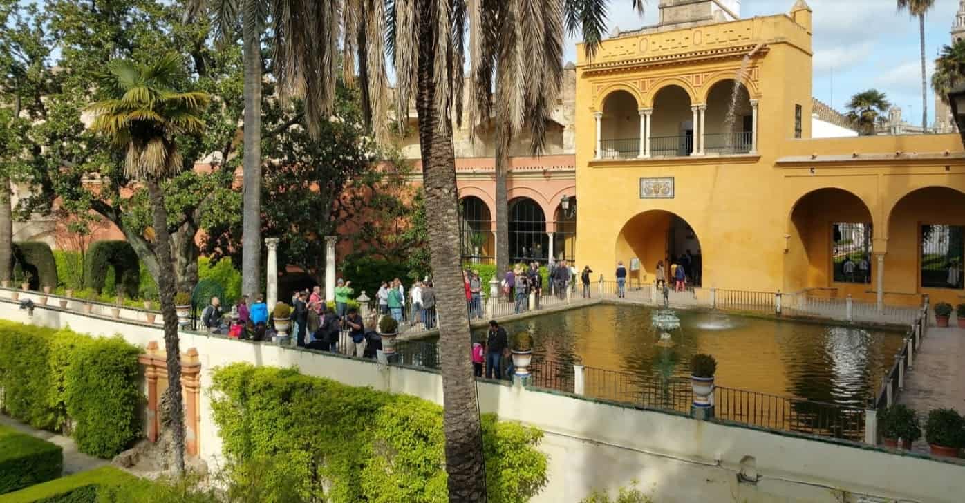 The hustle and bustle of the Real Alcázar attraction, a mecca for tourists.
