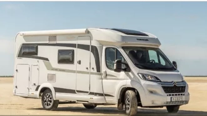 Small RVs like this are built on the Sprinter chassis and save parking space.