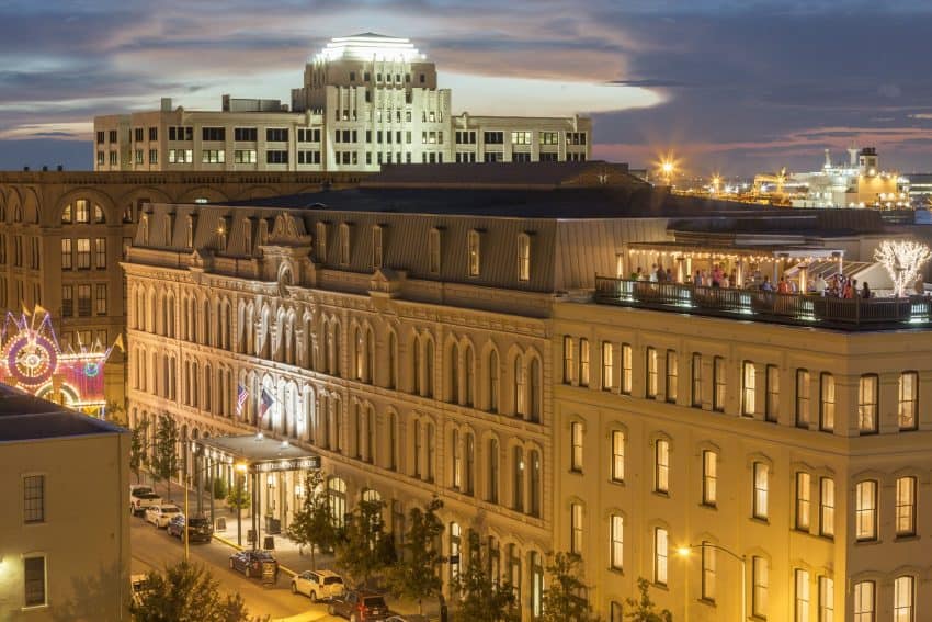 Tremont House Hotel stands at the edge of the Historic Galveston Strand, near the cruise ship terminal.