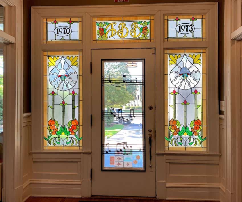 The front door of the Big House celebrates the Allman years there.