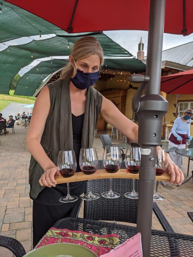 Travel in Maryland During The Pandemic 6 Incoming wine flight at Black Ankle Winery.