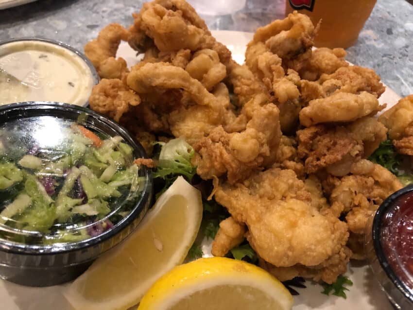 Fried whole belly clams at the Lobster Hut, Newport RI.