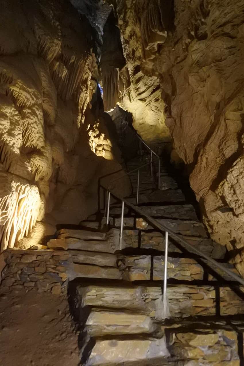 The stairway leading to the first chamber in the cave.