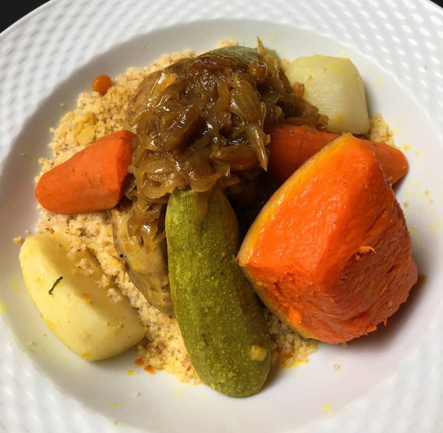 Couscous is a traditional Moroccan dish, typically served on Fridays, but appears on the menu most days at Rick’s Café.