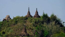 stupas on a hill