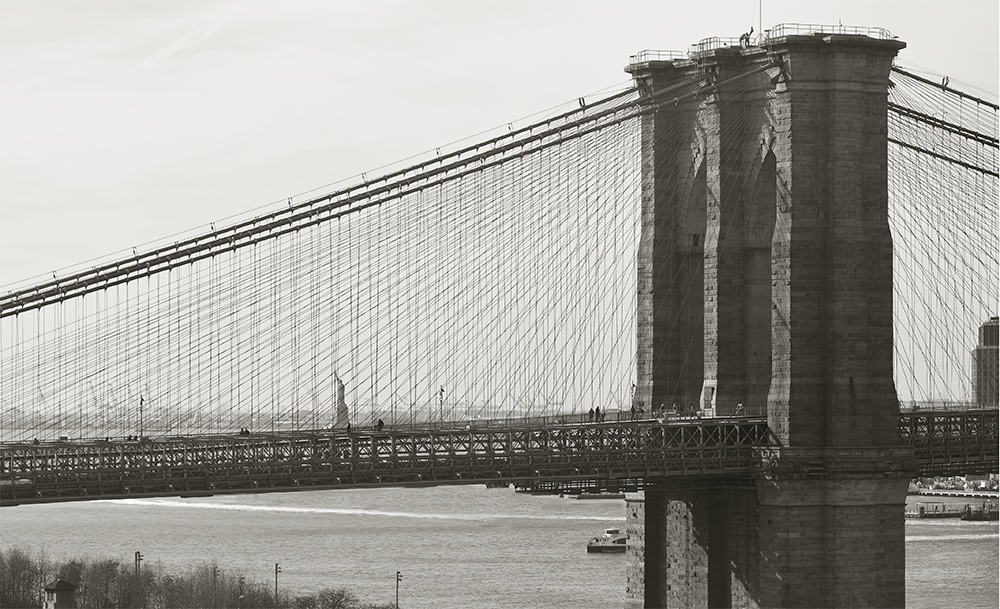 Brooklyn Bridge with view of Statue of Liberty, 2019