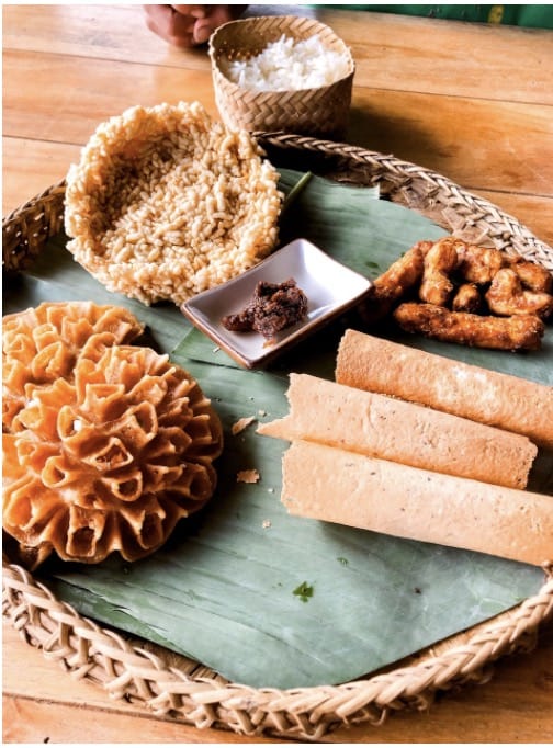 A plate of sweet rice treats rice farming in Laos