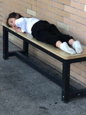 girl at the bus depot girl at the bus depot