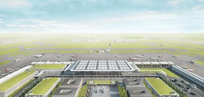 Berlin Brandenburg Airport 1 A rendering of Berlin's Brandenburg Airport in action.