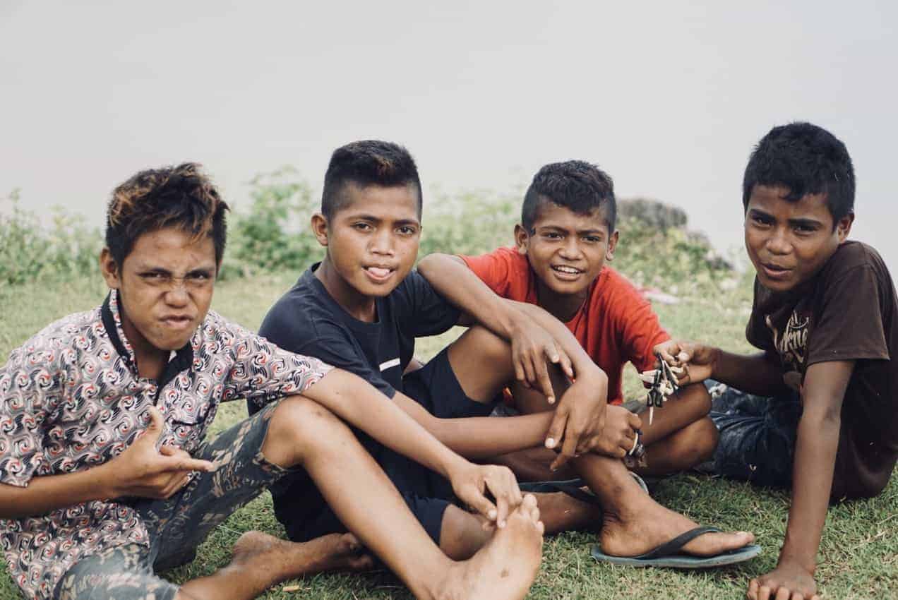 boys at Ratenggaro village Sumba Island,indonesia