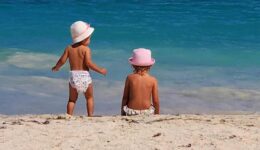 Sisters on beach