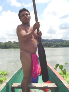 man canoe