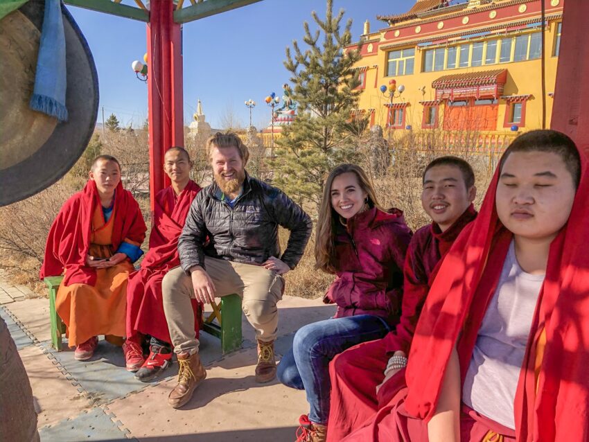 Some young monks in training at Sain Nomuun Monastery. One of my first culture clashes on the trip was seeing them sitting on their smart phones, watching funny YouTube videos. The young man on the left is holding his in this photo.