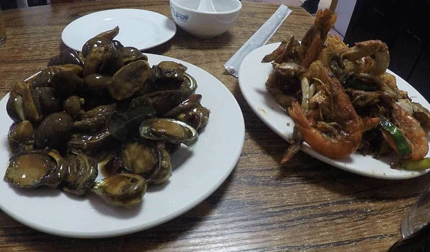 Abalone and Shrimp from Ri Feng Garden, a famous Dalian restaurant.