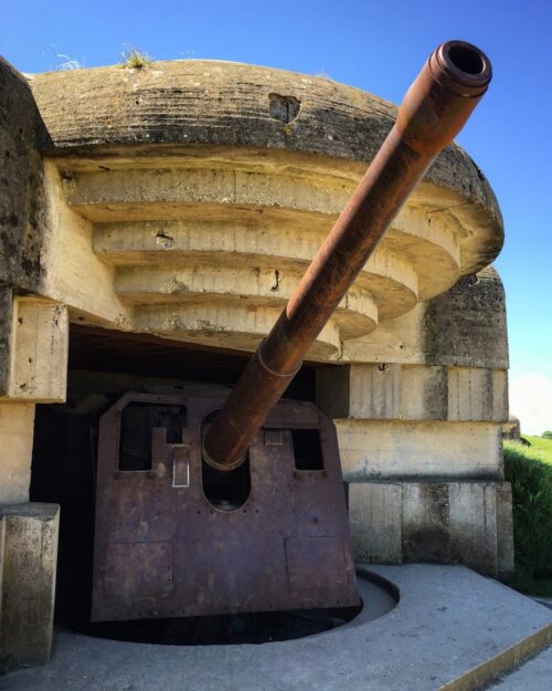 NORMANY: After the war, no one was thinking of future tourism and at Normandy, most of the German bunkers, cannons and gun emplacements were destroyed and moved away. This is one of the few remaining.