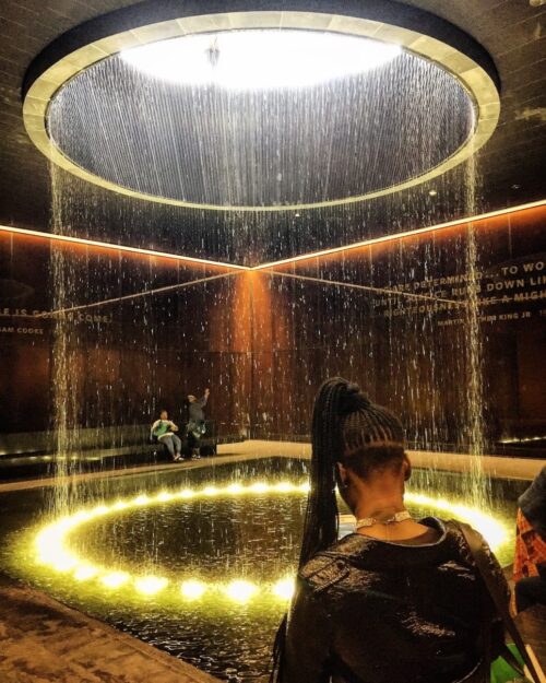 AFRICAN AMERICAN MUSEUM: The long history of African Americans begins in the ribs of a sunken slave ship and climbs to this, the Fountain of Hope.