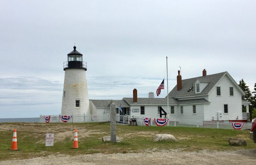 Pemaquid Point Lighthouse at the entance to Muscongous Bay and Johns Bay in Bristol ME