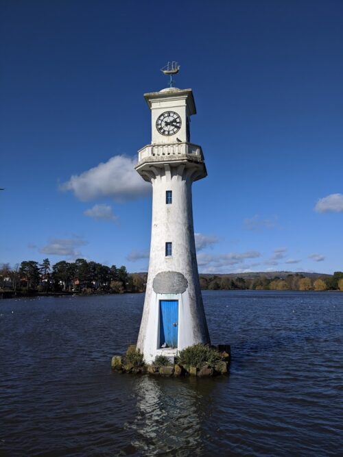 clock and lighthouse in Cardiff
