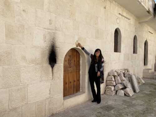 Dried anemones are plastered above each doorway to signal to the angels that their followers reside there.