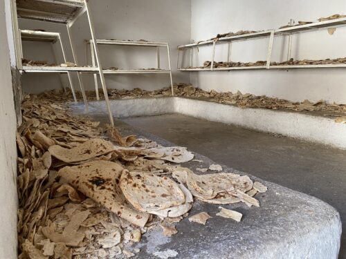 Traditionally, Kurdish bread is never wasted nor thrown away. Instead, it is saved for those who are unable to afford it or have nothing else to eat, and a room is dedicated to housing the leftovers for the hungry.