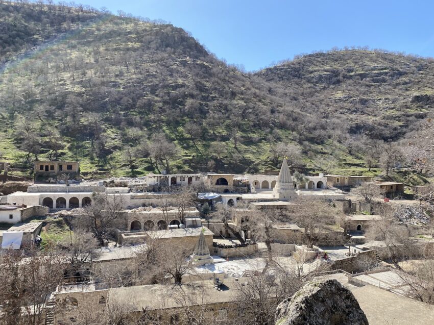 The residential side of the Lalesh village has a scattering of stone archways indicative of the open communal living style of the Yazidi people.