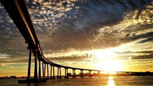 Crossing the Coronado Bridge at Sunset