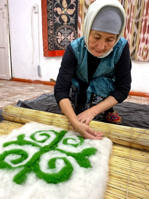 Janya has been creating wool carpets for 4 decades now, and runs the female co-op that originated out of a desire to preserve their artisanal craft.